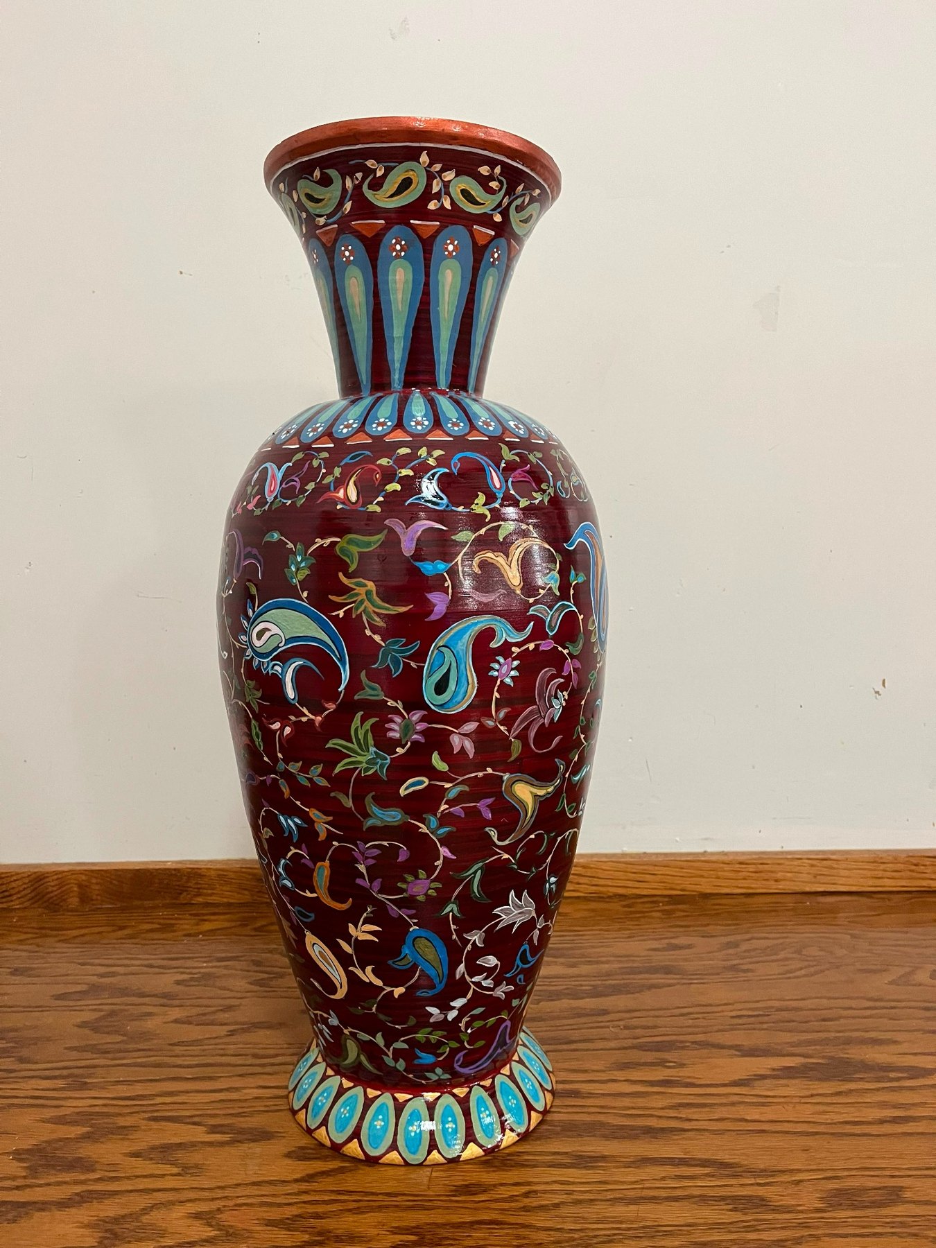 Hand-painted decorative vase by Akbar Fanaei