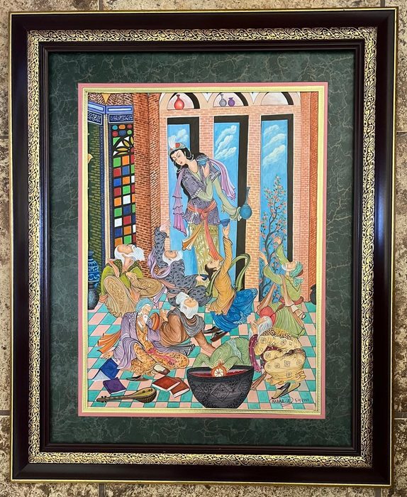 Framed Miniature Study by Akbar Fanaei