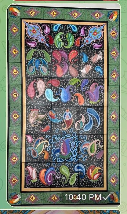 Green Paisley Tile Panel by Akbar Fanaei